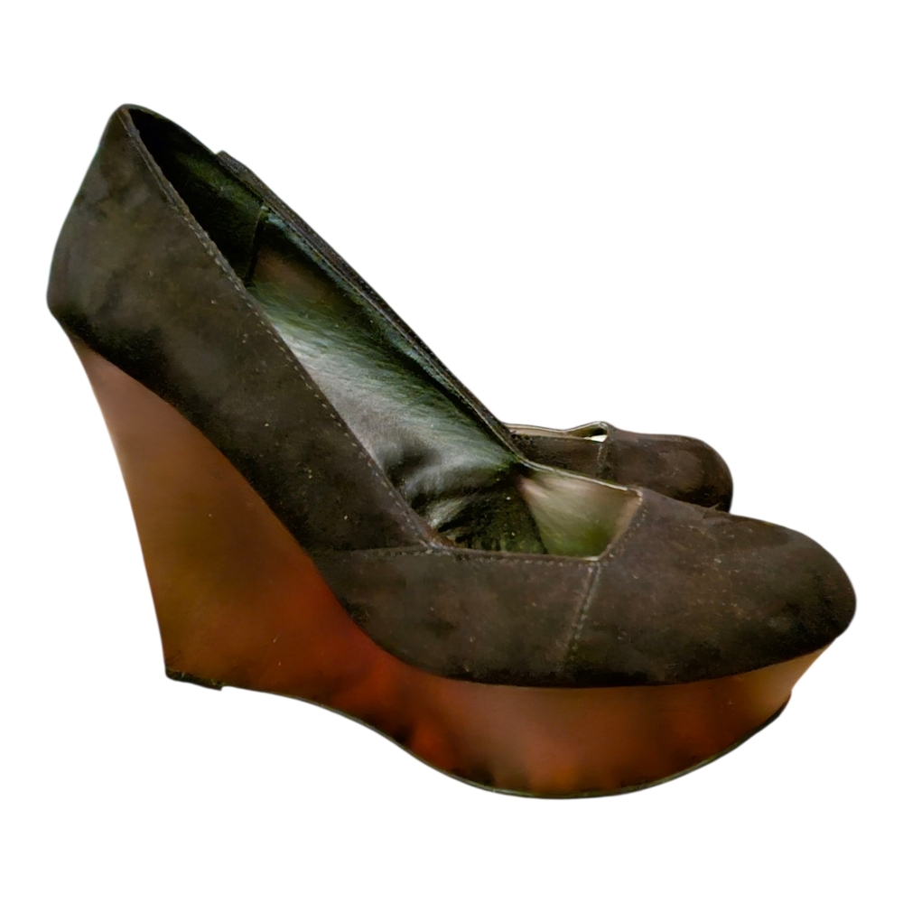 Elegant Black and Brown Wedge Shoes